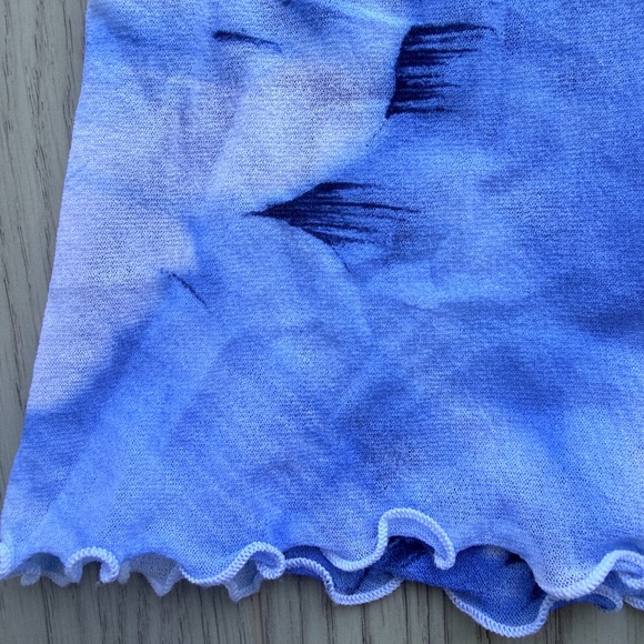 Vintage TFNC London Y2K Mesh Blue Floral Top - Picture 7 of 8